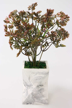 Yapay Çiçek Deposu - Yapay Lüx Vazoda Bonsai Bitkisi Yeşi-Turuncu