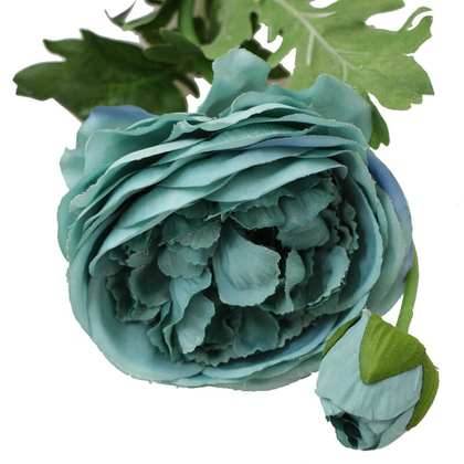 Yapay çiçek soft tek dal tomurcuklu gül (turkuaz) - Thumbnail