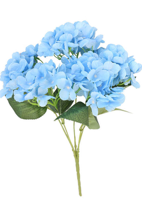 Yapay Çiçek Deposu - Yapay Çiçek 5 Dal Ortanca Demeti Bebek Mavisi