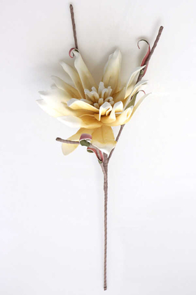 Yapay Çiçek Deposu - Exclusive Tropik İri Çiçekli Egzotik Manolya Uzun Dal 75 cm Krem