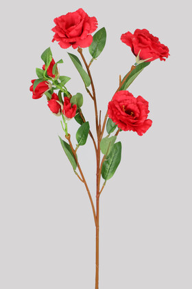 Yapay Çiçek Deposu - Yapay Çiçek Tomurcuklu Lisyantus Dalı 70 cm Kırmızı