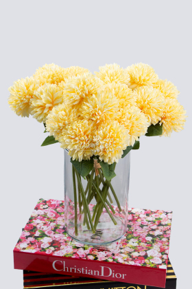 Yapay Çiçek Top Krizantem 7li Mini Kartopu Demeti 30 cm Krem - 2