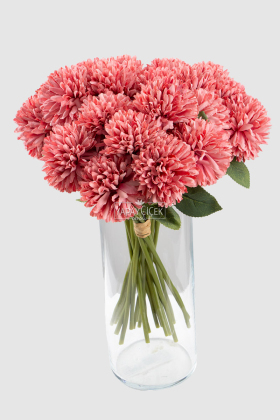 Yapay Çiçek Top Krizantem 7li Mini Kartopu Demeti 30 cm Pastel Pembe - 2