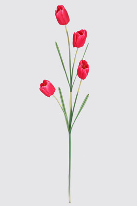 Yapay Çiçek Deposu - Yapay Çiçek Uzun Dal 4 lü Lale 110 cm Fuşya