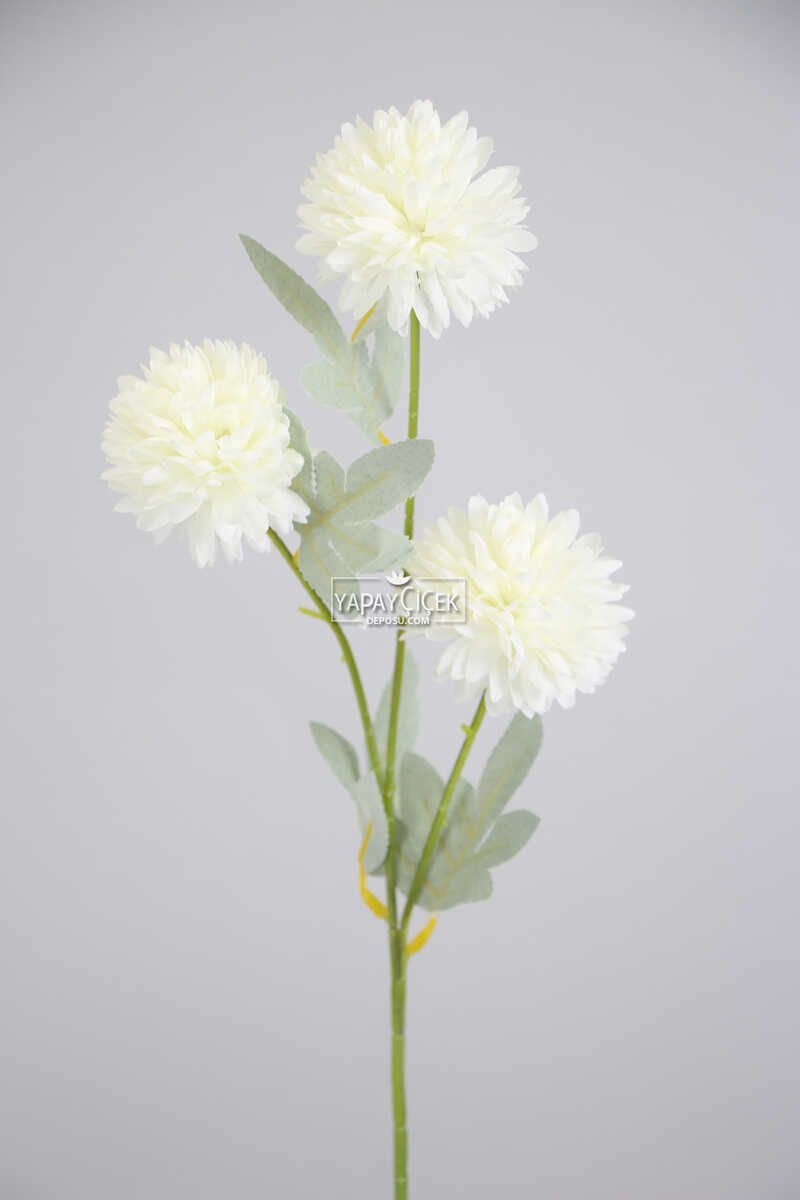 Yapay Çiçek 3lü Top Karanfil Dalı 62 Cm Beyaz