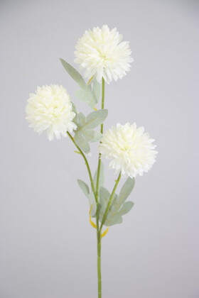 Yapay Çiçek Deposu - Yapay Çiçek 3lü Top Karanfil Dalı 62 cm Beyaz