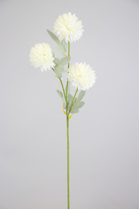 Yapay Çiçek 3lü Top Karanfil Dalı 62 cm Beyaz - Thumbnail
