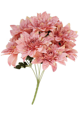 Yapay Çiçek Deposu - Yapay 7 Dal Büyük Kafa Krizantem Demeti 50 cm Pastel Pembe