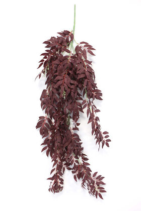 Yapay Çiçek Deposu - Sarkan Lüx Dev Zeytin Dalı 140 cm Mat Kızıl