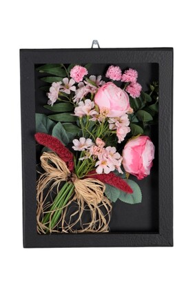 Dekoratif Yapay Çiçek Çerçeve Tablo 28cmx37cm Pudra - Pembe - Yapay Çiçek Deposu