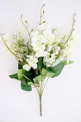 Yapay Çiçek Deposu - Yapay Çiçekli Kaliteli Cipso Ara Dal Demeti 40 cm Beyaz