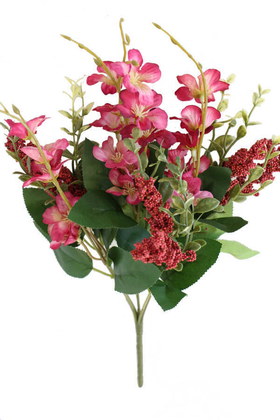 Yapay Çiçek Deposu - Yapay Çiçekli Kaliteli Cipso Ara Dal Demeti 40 cm Fuşya
