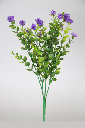 Yapay Çiçek Deposu - Yapay Çiçekli Kıtır Yeşillik Demeti Mor