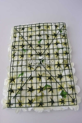 Yapay Lüx Duvar Çiçeği Ortanca ve Gül Zemin Kaplama Duvarı 40x60 cm Krem-Beyaz - 3
