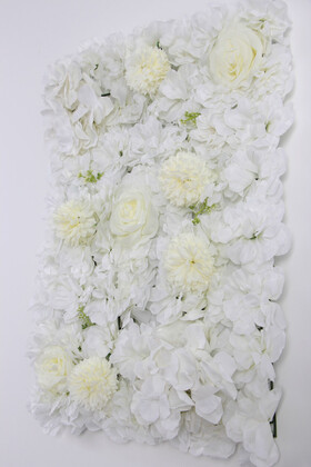 Yapay Lüx Duvar Çiçeği Ortanca ve Gül Zemin Kaplama Duvarı 40x60 cm Krem-Beyaz - 2