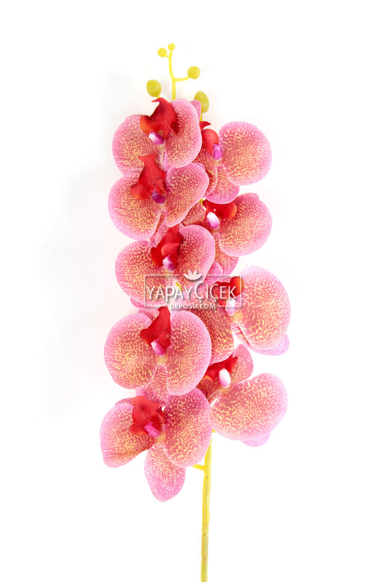 Yapay Dal Baskılı Orkide Çiçeği 88 Cm Pembe Krem Benekli