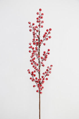 Yapay Çiçek Deposu - Yapay Dal Karlı Kokina 77 cm Kırmızı Büyük Boy