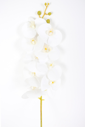 Yapay Dal Baskılı Orkide Çiçeği 88 cm Beyaz ortası sarı - Thumbnail