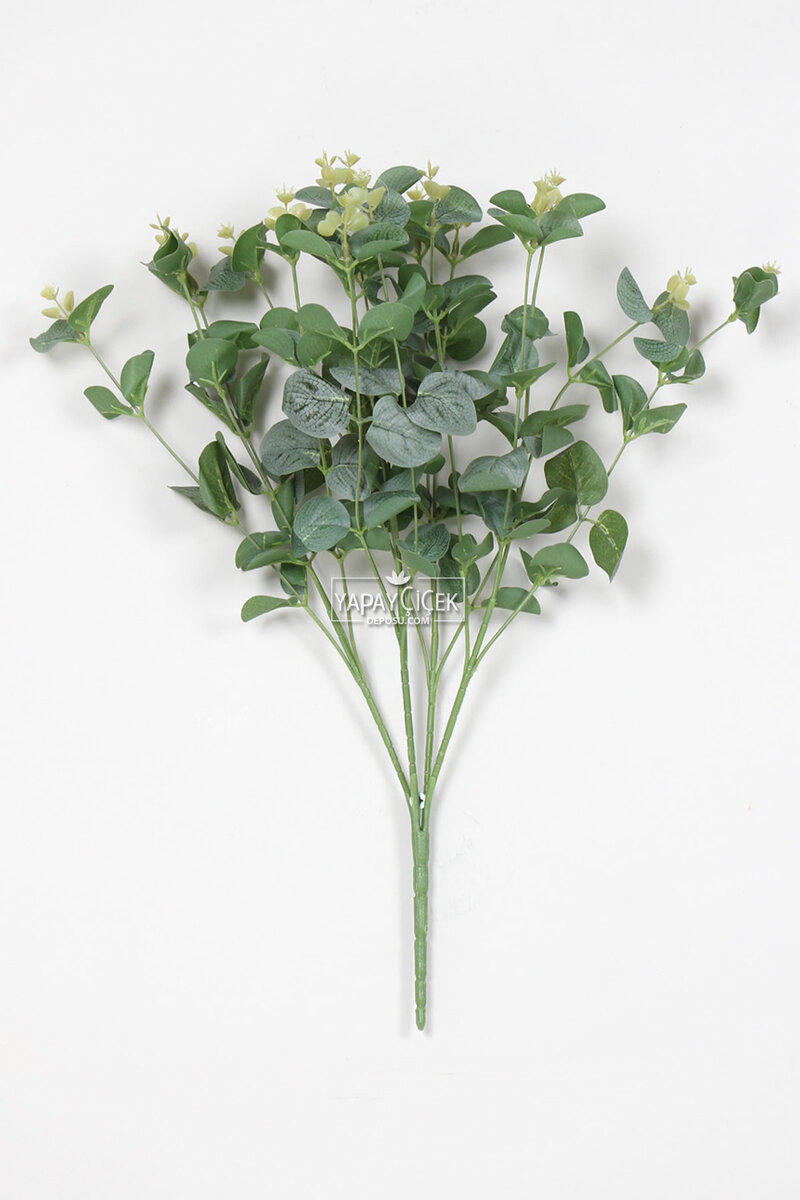 Yapay 16 Dallı Okaliptus Bitkisi 45 cm Mat Yeşil