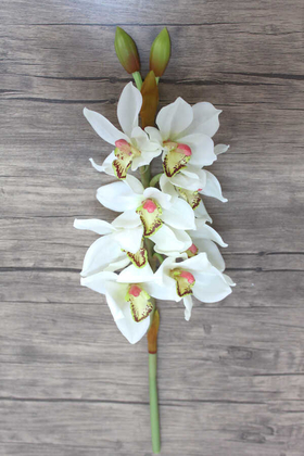 Yapay DeLüx Islak Singapur Orkidesi 60 cm Beyaz - Thumbnail