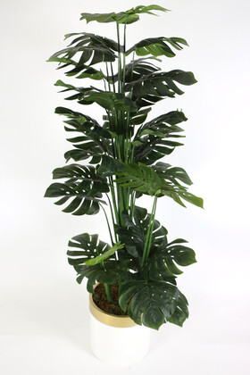 Yapay Çiçek Deposu - Yapay Deve Tabanı Ağacı Metal Saksıda 180 cm (Monstera Deliciosa)