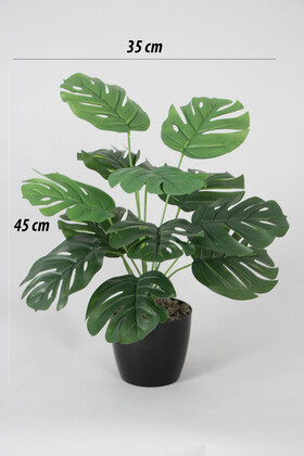 Yapay Devetabanı(monstera) Bitkisi Siyah Saksıda 45 cm - 4