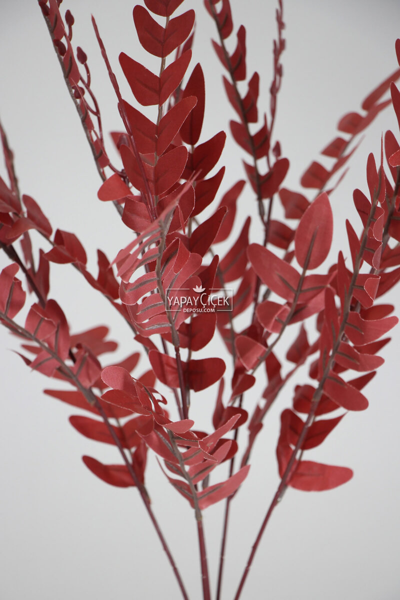 Yapay Pastel Yaprak Eğrelti Demeti 55 cm Kırmızı