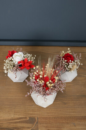 Sevgiliye Minik Hediye Gül Kuru Çiçek 3lü Set - Thumbnail