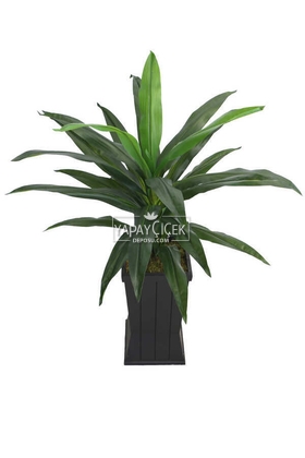 Saksılı Yapay Ağaç Premium Drecina Ağacı 130cm Dracaena Plant (Yeşil) - Thumbnail