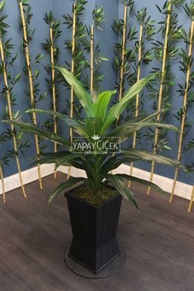 Saksılı Yapay Ağaç Premium Drecina Ağacı 130cm Dracaena Plant (Yeşil) - Thumbnail