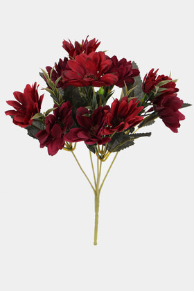 Yapay Çiçek Deposu - Yapay 10lu İri Papatya Demeti 30 cm Bordo-Kırmızı