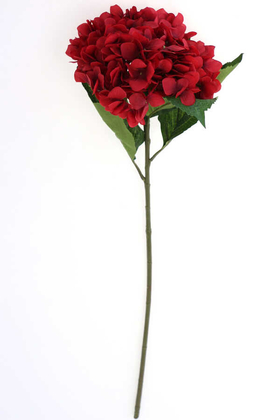 Yapay Çiçek Deposu - Yapay İri Kafa Premium Kaliteli Ortanca Dalı 83 cm Kırmızı