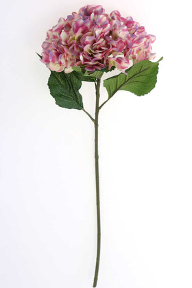 Yapay Çiçek Deposu - Yapay İri Kafa Premium Kaliteli Ortanca Dalı 83 cm Lila Fuşya