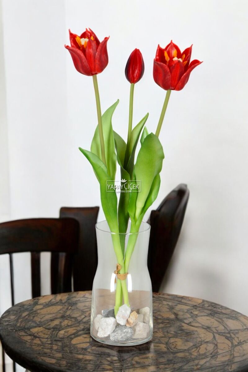 Yapay Islak Dağ Lalesi Tulipa Gesneriana 45cm Kırmızı