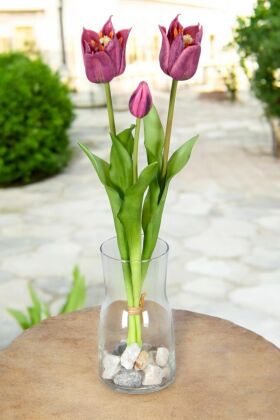 Yapay Islak Dağ Lalesi Tulipa Gesneriana 45cm Pastel Mor - Yapay Çiçek Deposu