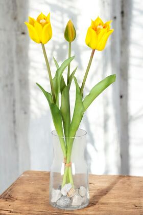 Yapay Islak Dağ Lalesi Tulipa Gesneriana 45cm Sarı - Yapay Çiçek Deposu