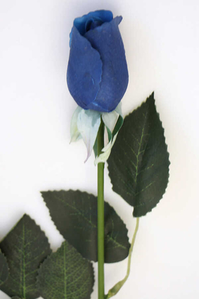 Yapay Çiçek Deposu - Yapay Islak Gonca Gül 44 cm Gece Mavisi
