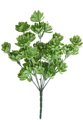 Yapay Çiçek Deposu - Yapay Çiçek Islak Succulent Demeti Açık Yeşil