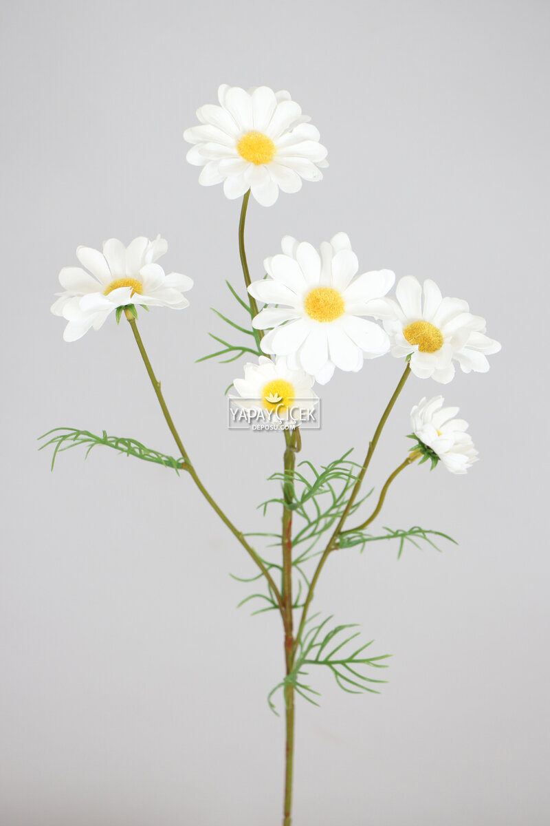 Yapay Lüx Uzun Dal Papatya Beyaz 60 Cm