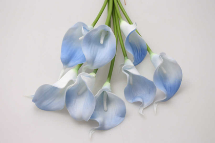 Yapay Çiçek Islak Gerçek Gala Çiçeği 8 Dal Buz Mavisi - Thumbnail