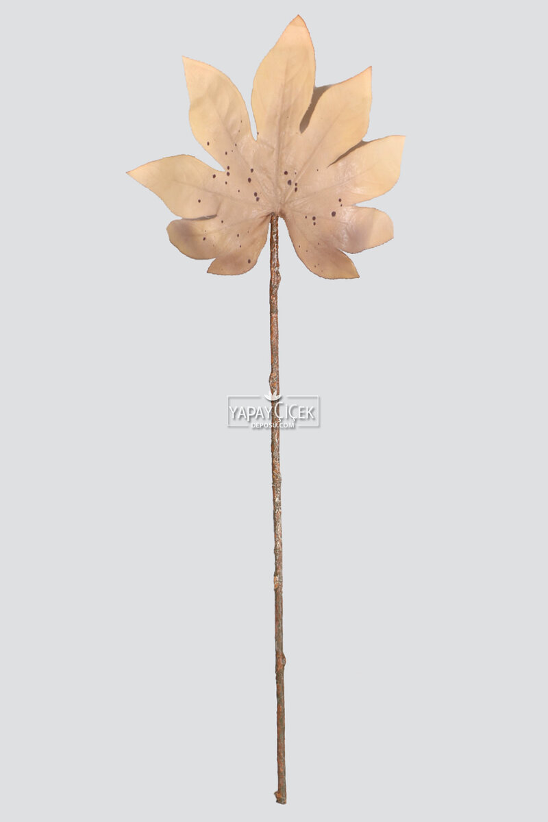 Yapay Büyük Tek Dal Japon Çınarı Yaprağı 73 cm Pastel Bej