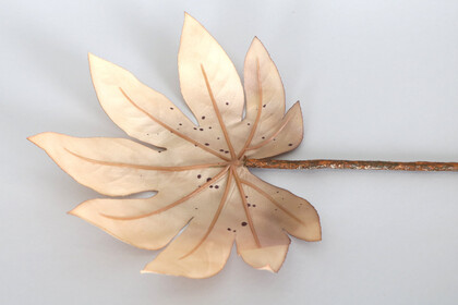 Yapay Büyük Tek Dal Japon Çınarı Yaprağı 73 cm Pastel Bej - Thumbnail