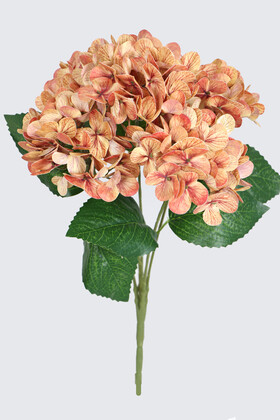 Yapay Çiçek Deposu - Yapay Lüx 5 Dallı Islak Ortanca Demeti 45 cm Kahve