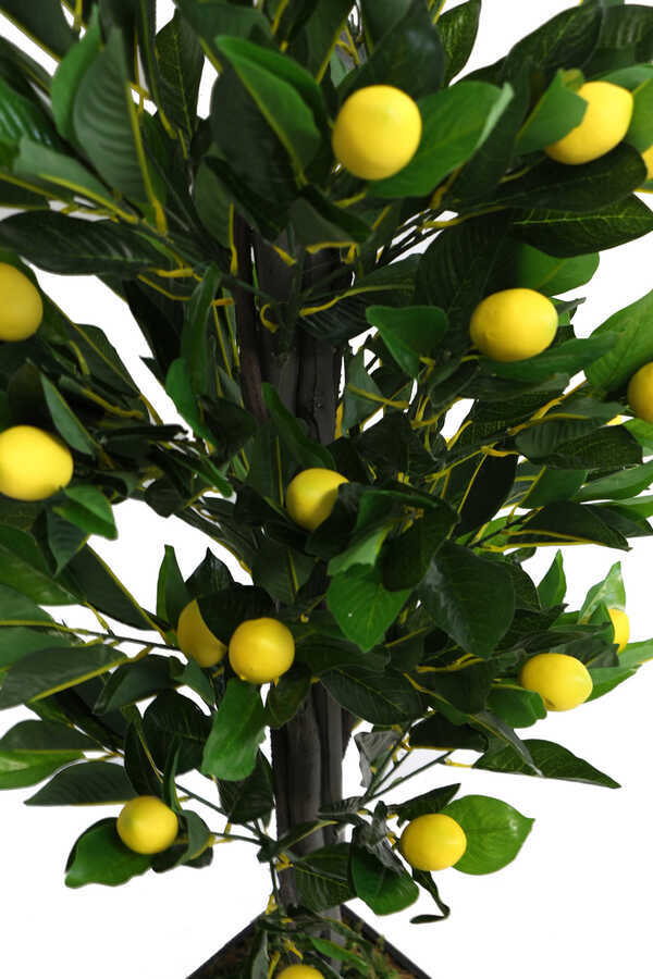 Yapay Kaliteli İri Limon Ağacı Ahşap Siyah Saksıda 140cm
