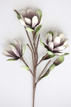Yapay Çiçek Deposu - Exclusive Yapay İri Yapraklı Lateks Manolya Çiçeği 100 cm Eflatun
