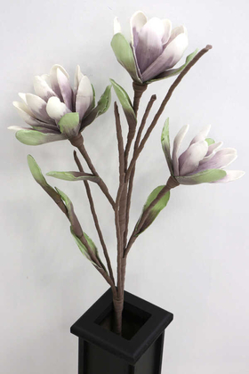 Exclusive Yapay İri Yapraklı Lateks Manolya Çiçeği 100 cm Eflatun - Thumbnail