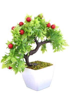 Yapay Çiçek Deposu - Yapay Kiraz Ağacı Melamin Saksıda 30 cm