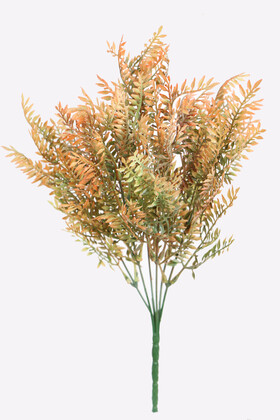 Yapay Çiçek Deposu - Yapay Kısa Tip Kuşkonmaz Bitkisi 40 cm Yeşil-Turuncu