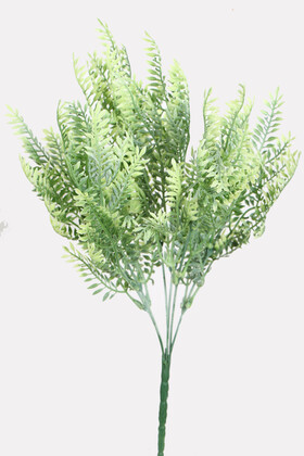 Yapay Çiçek Deposu - Yapay Kısa Tip Kuşkonmaz Bitkisi 40 cm Yeşil-Beyaz