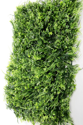 Yapay Kıtır Yeşillikli Tomurcuklu Çimen Yapraklı Bitki Duvarı 40x60 cm - 2